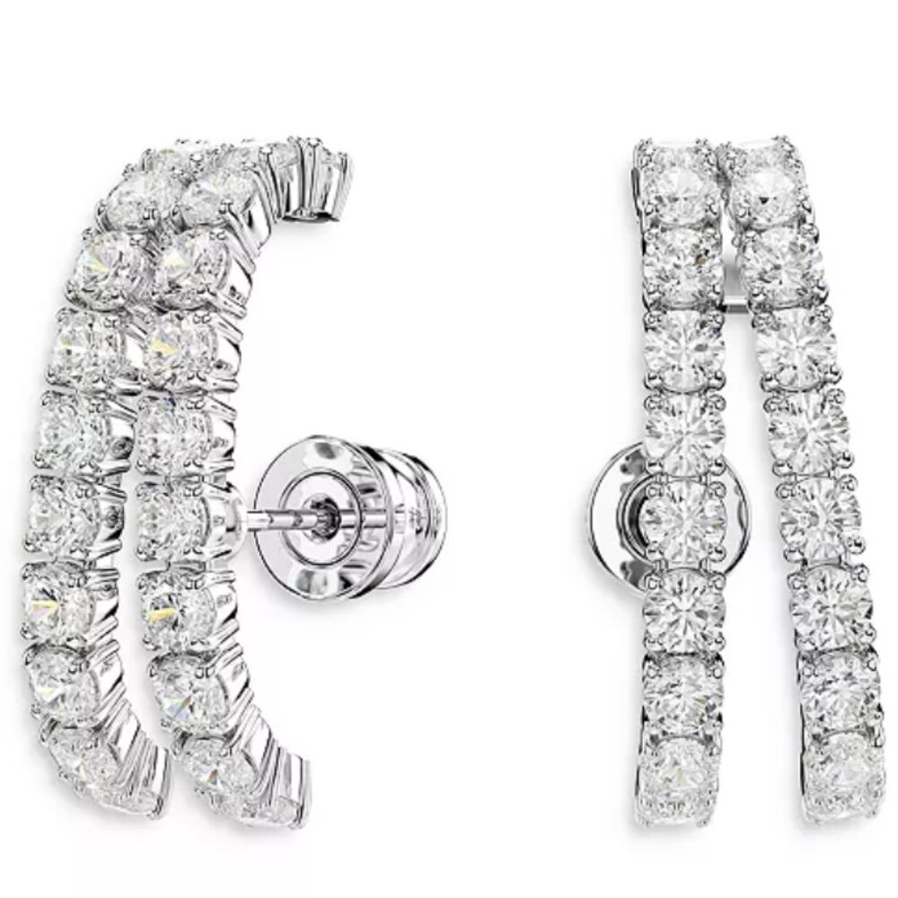 NEW Swarovski Matrix Crystal Double Row Cuff Stud Earrings